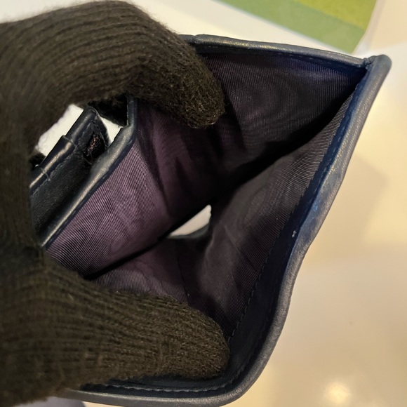 🎀Gucci Zumi Flap Card Case Quilted Flora Canvas Blue, Neutral, Print,Multicolor - Picture 7 of 7